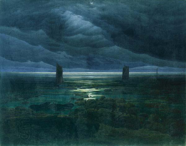 Caspar David Friedrich Seashore by Moonlight oil painting picture